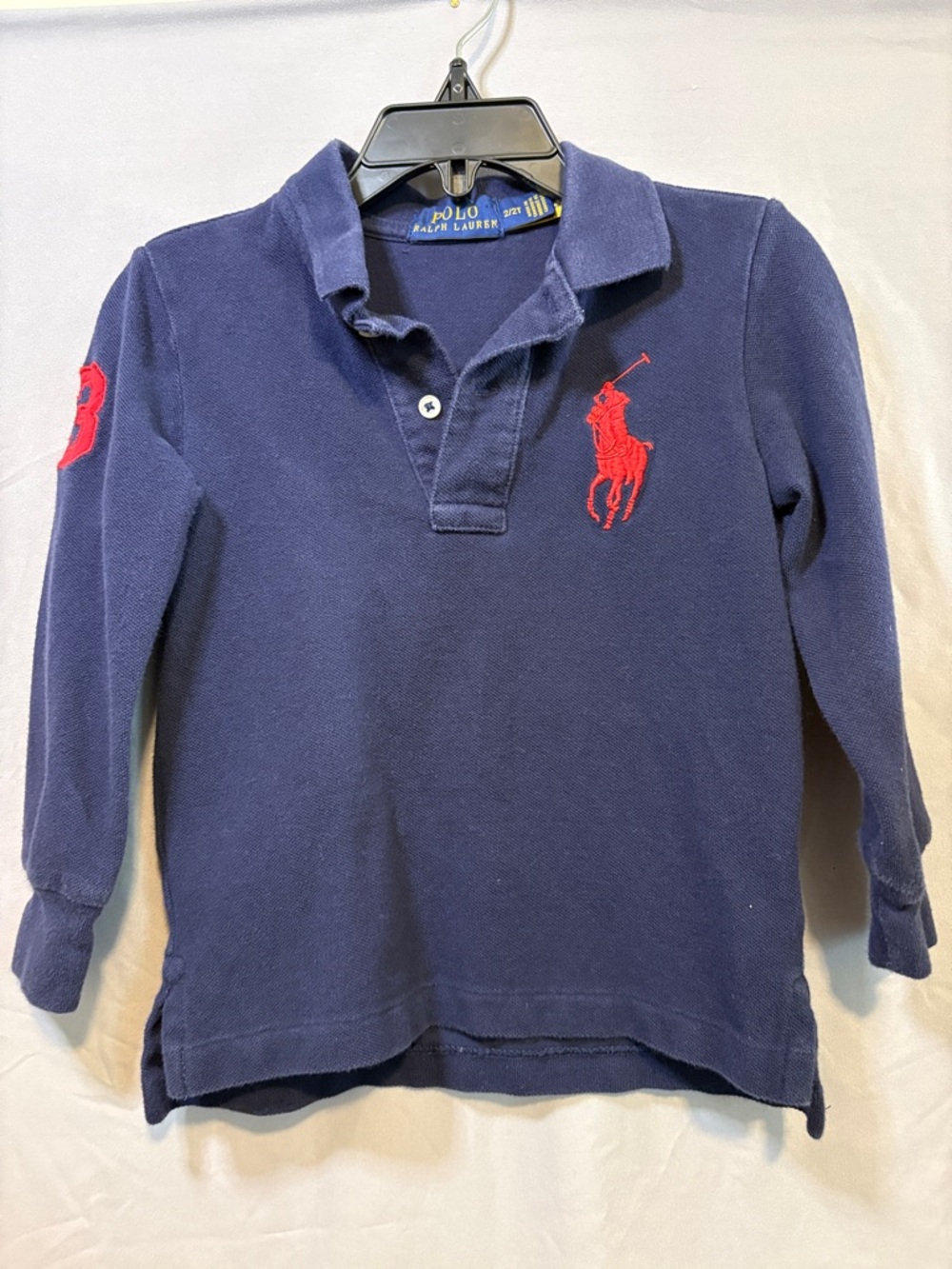Polo by Ralph Lauren Kids Navy Long-Sleeve Polo with Red Pony